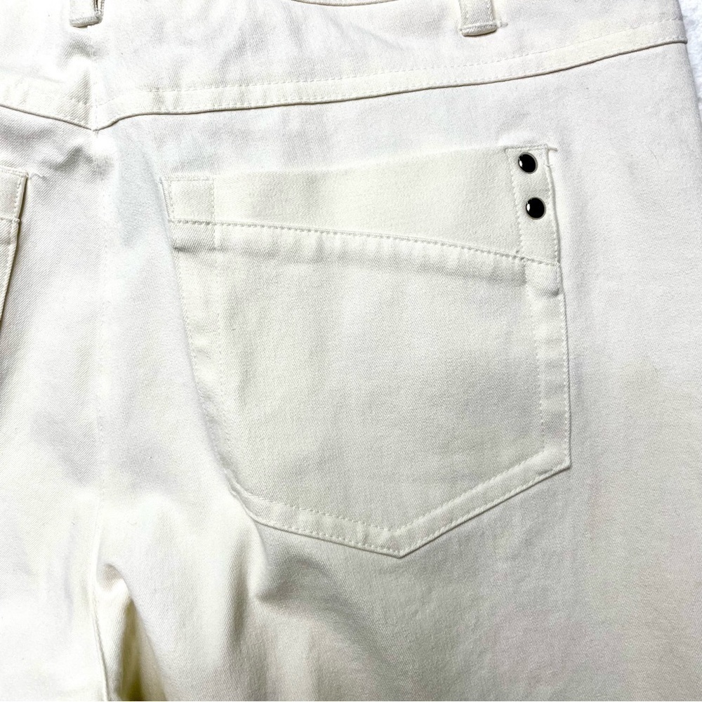 & Trousers Women's Straight Cut Relaxed Fit Mid Rise Stretch Trousers in Ivory - Picture 11 of 15